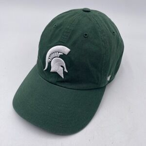 Michigan State Spartans Hat 47 Brand Clean Up Cotton Green Strapback Slouch VGC